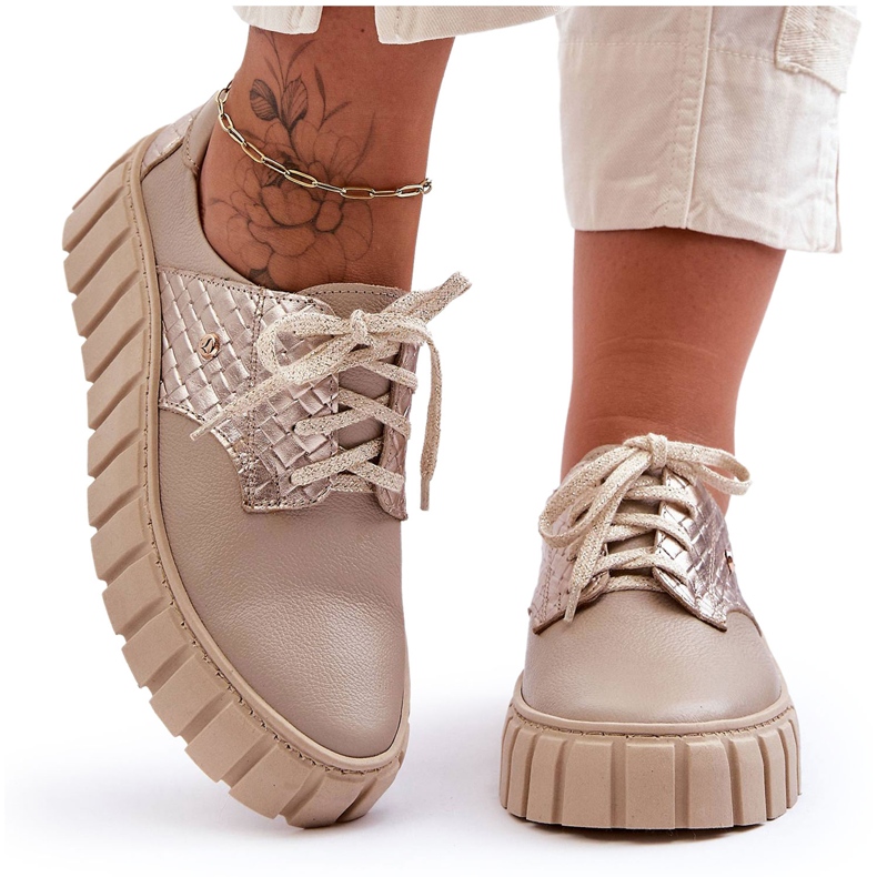 Lemar Scarpe Di Pelle Sulla Piattaforma Di Ipnosi Beige