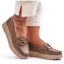 Lemar Mocassini con plateau in pelle con abbellimenti Dark Beige Desmond