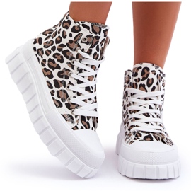PS1 Sneakers Alte da Donna Fantasia Leopardo Bianco Florens