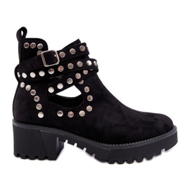 Stivali Da Donna In Camoscio Con Borchie Decorative Neri Bella nero