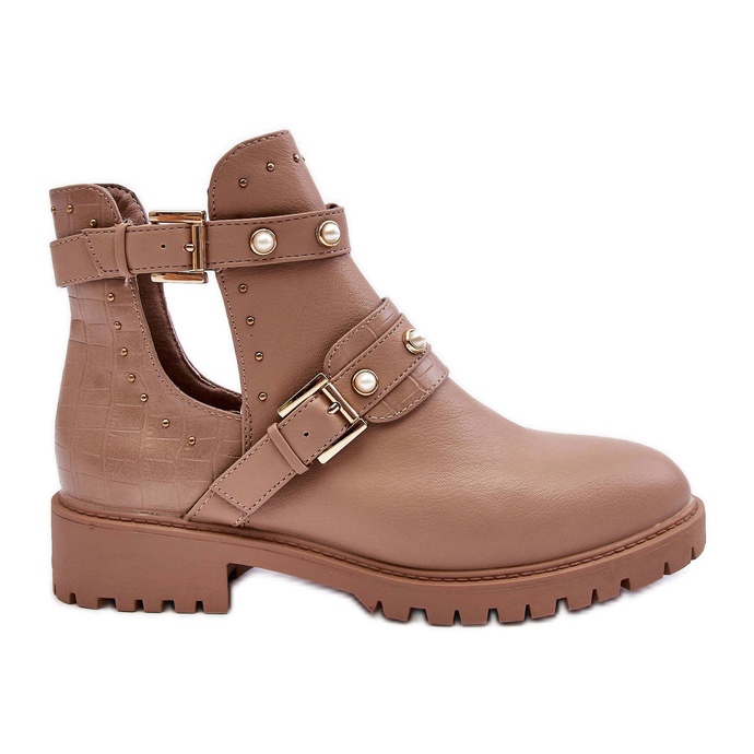 Stivali Trapper Da Donna Con Perle Beige Klarisa