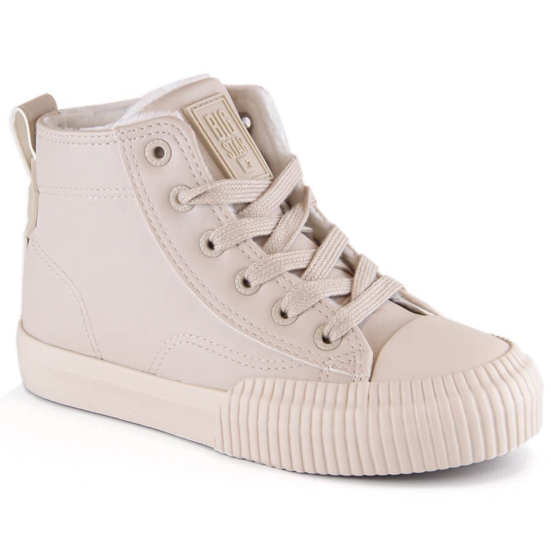 Sneakers isolanti per bambini con lacci e cerniere beige Big Star MM374012