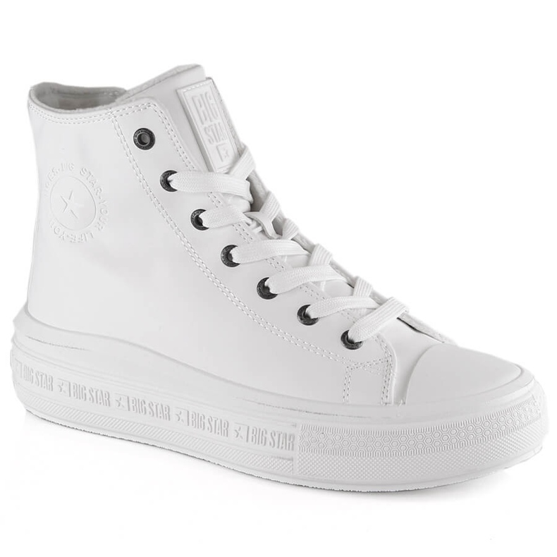 Sneakers isolate Big Star MM274021 bianche con lacci e cerniera bianca