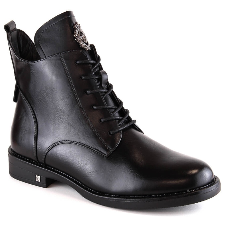 Stivaletti neri con cerniera e lacci da donna Potocki SZ12179 nero