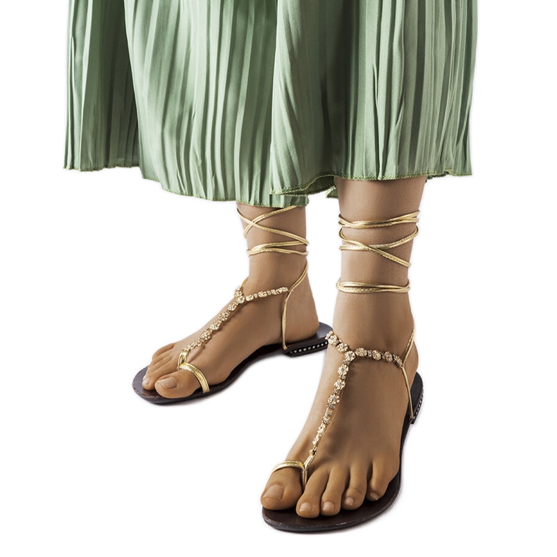 Sandali oro con strass di Troghi d'oro