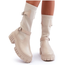 Stivali Calzino Donna Beige Abroze