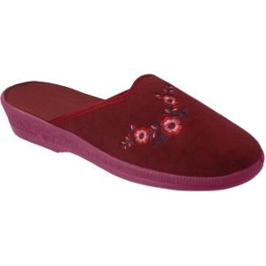 Ciabatte da donna in pu Befado 219D480 fiori ricamati bordeaux rosso