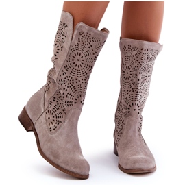Lewski Shoes Stivali Traforati in Pelle Sinistra 3366/2 Cappuccino beige