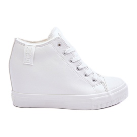 Sneakers Donna Big Star in Pelle con Zeppa MM274002 Bianche bianco
