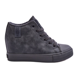 Sneakers con zeppa in pelle da donna Big Star MM274005 Grigio