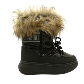 News Stivali da neve femminile con pelliccia 23SN26-6567 Nero