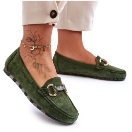 PG1 Mocassini Da Donna In Camoscio Con Decoro Dionira Verde