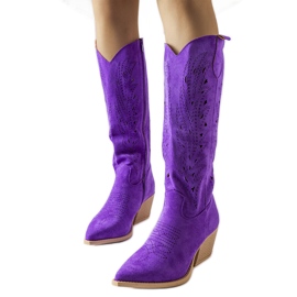 Stivali da cowboy traforati viola