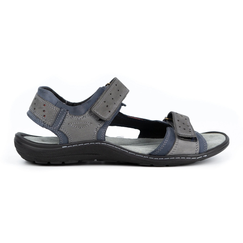 Olivier Sandali in pelle da uomo 295K blu navy con grigio