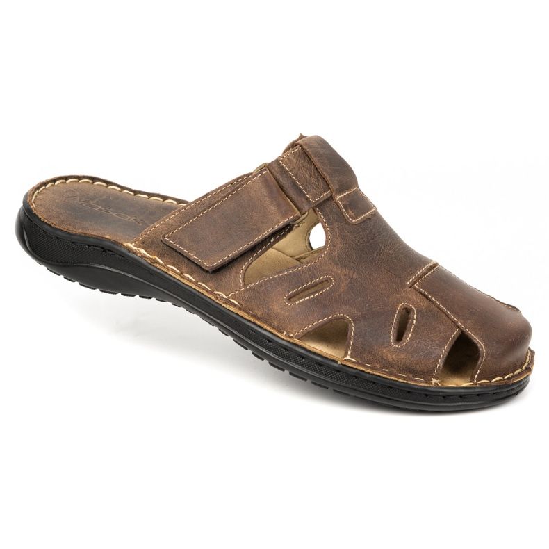 WASAK Pantofole da uomo in pelle 0223W Khaki marrone