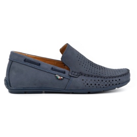 Olivier Mocassini estivi da uomo in pelle 085DKNT blu navy