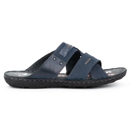 Kampol Pantofole da uomo in pelle 201/N nabuk blu navy