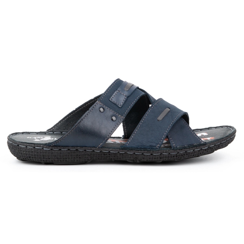 Kampol Pantofole da uomo in pelle 201/N nabuk blu navy