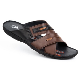 Kampol Pantofole da uomo in pelle 201/55 faccia marrone