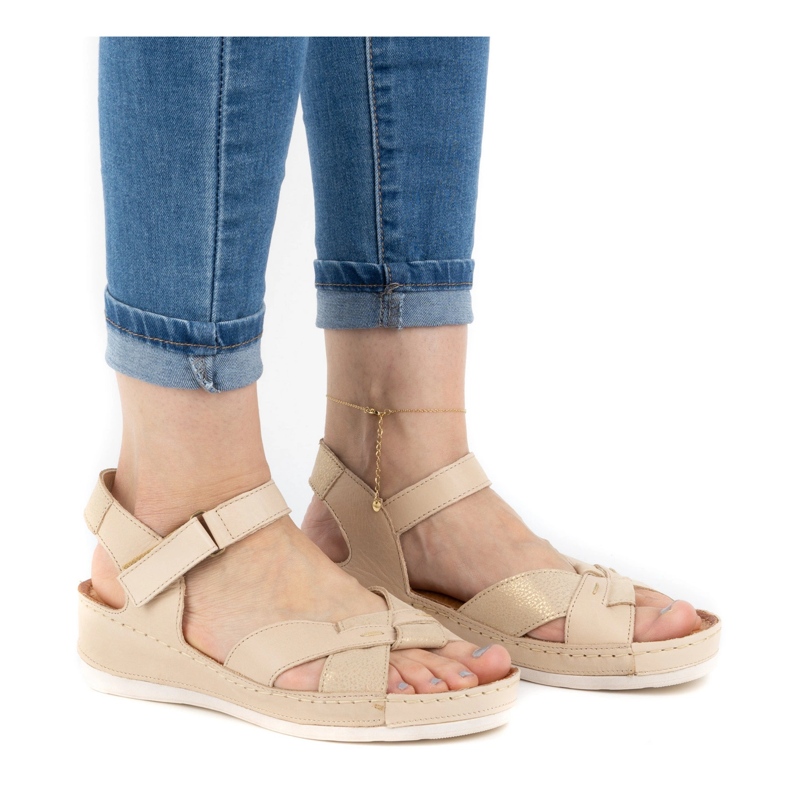 WASAK Comodi sandali da donna in pelle 0473W beige