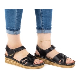 WASAK Comodi sandali da donna in pelle 0658W neri nero