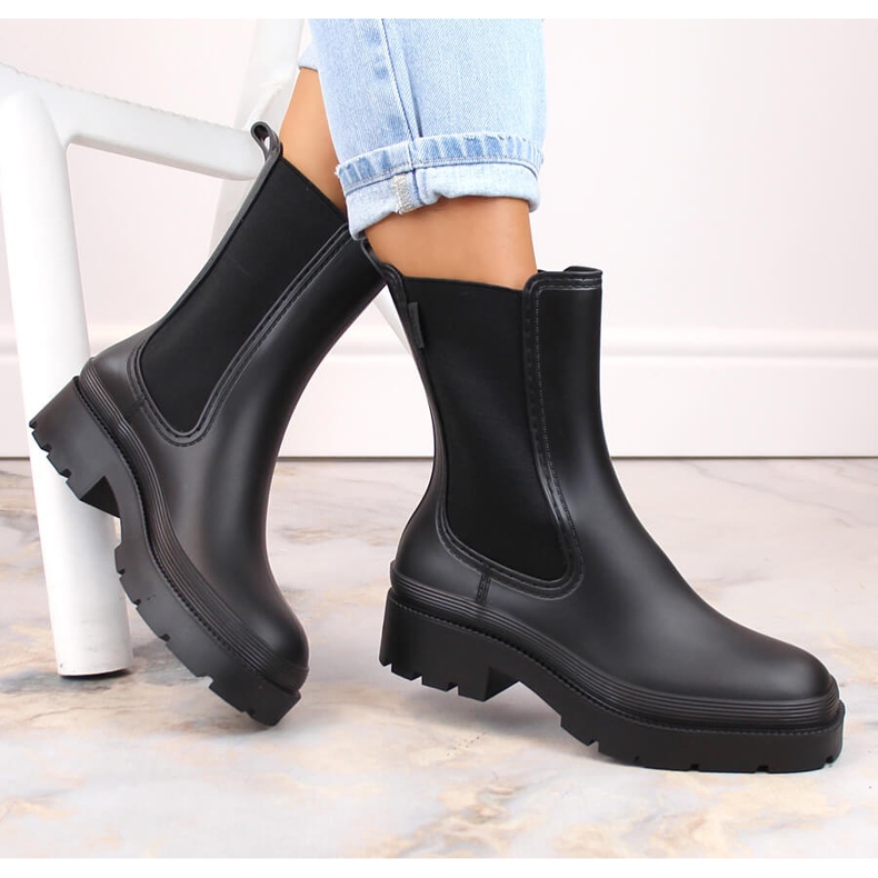Stivaletti Chelsea da donna, stivali di gomma neri, Big Star MM274695 nero