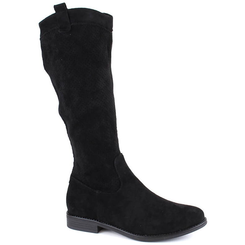 Stivali da donna in camoscio nero traforato Vinceza 16456
