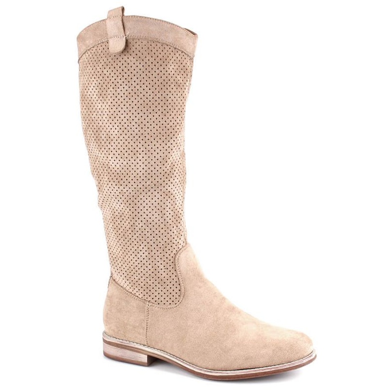 Stivali scamosciati traforati Vinceza W JAN234B beige