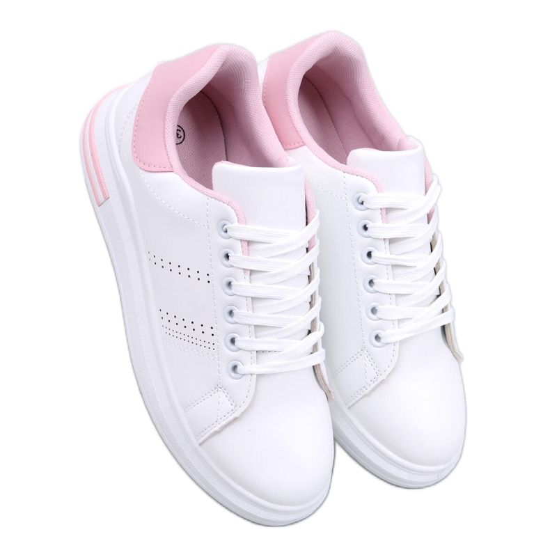 Sneakers con zeppa Maes rosa bianca