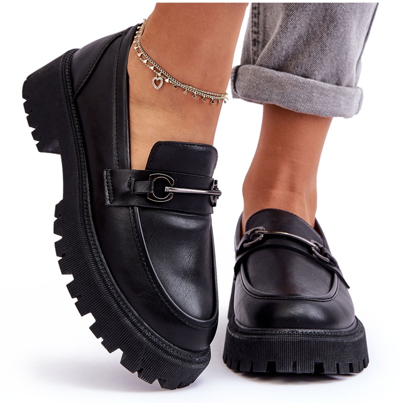 PE1 Mocassini Platform Donna in Pelle Nero Detes