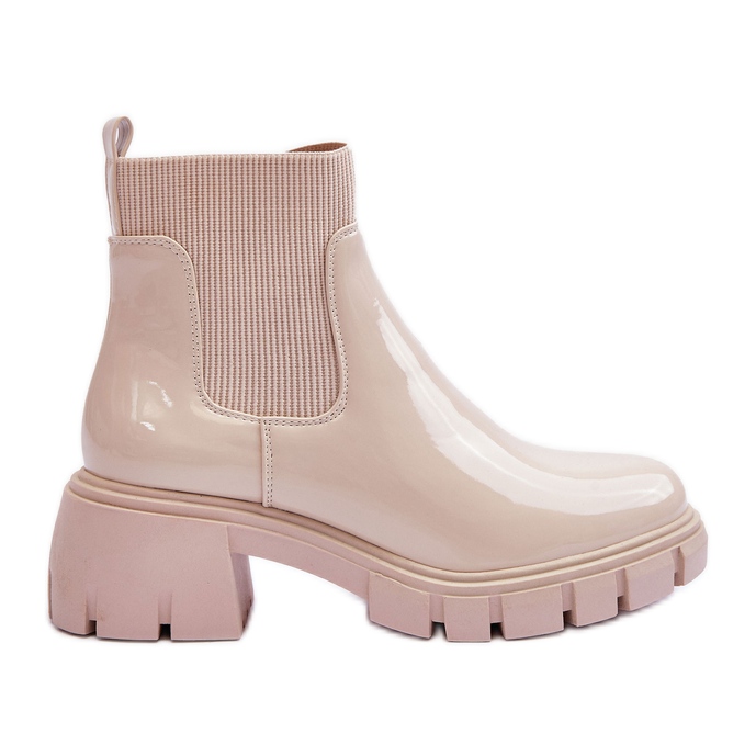 Stivaletti Laccati Donna Beige Cirie