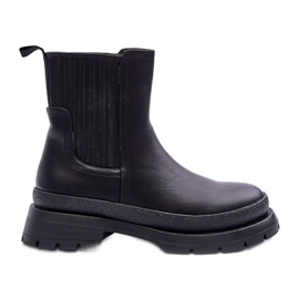 Chunky Leather Boots Stivali Chelsea Nero Rosan