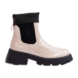 Stivali Jodhpur Laccati Da Donna Beige Pavo