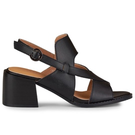 La.Fi Sandali con tacco in pelle nera nero
