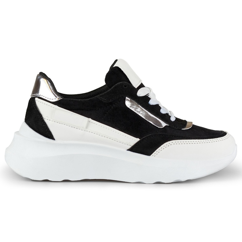 Scarpe sportive nere con suola bianca nero