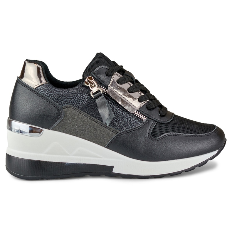 Eleganti scarpe sportive con zeppa nera nero
