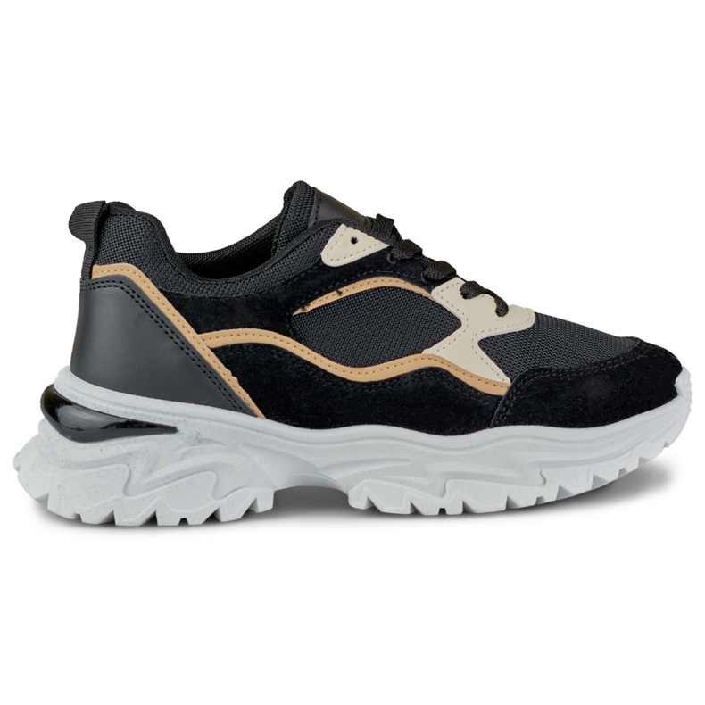 Sneakers da donna nere su suola bianca nero