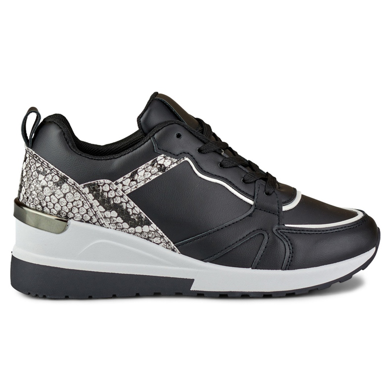 Scarpe stringate nere da donna con zeppa bassa nero