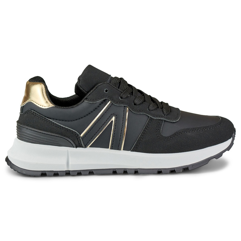 Sneakers nere da donna con un'aggiunta dorata nero
