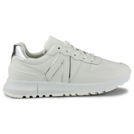 Sneakers bianche da donna con finiture argento bianca