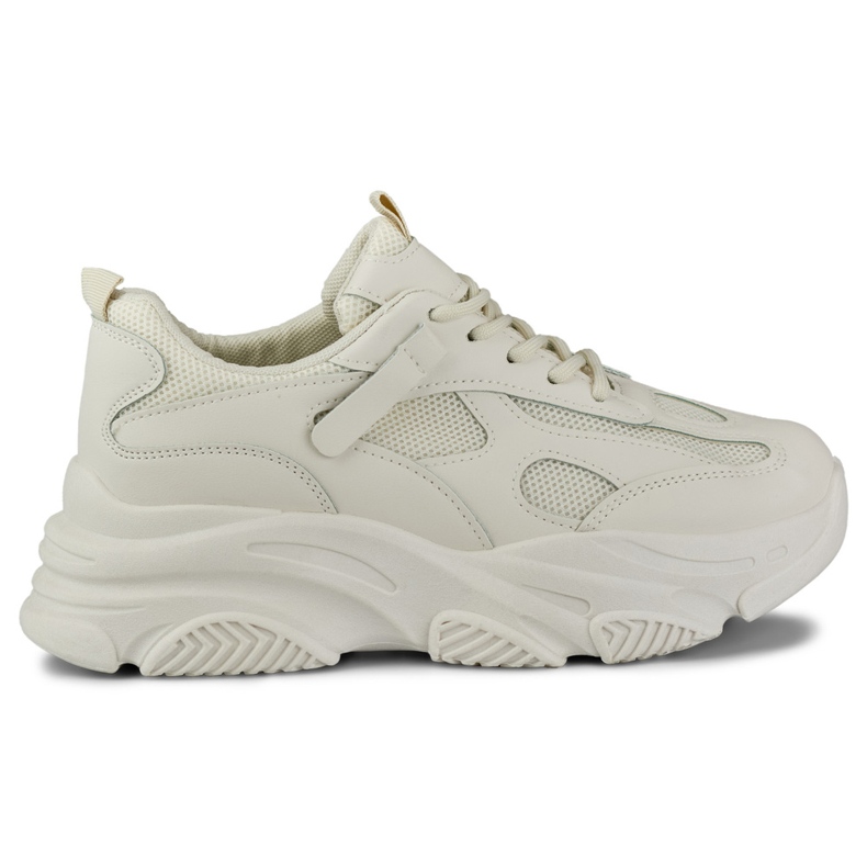Sneakers beige da donna con suola spessa nero
