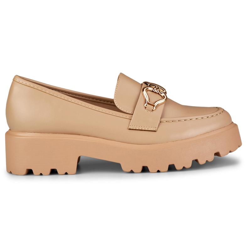 Mocassini da donna in ecopelle beige scuro