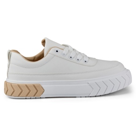Sneakers da donna in ecopelle bianca beige