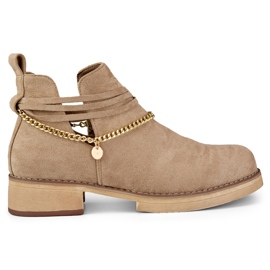 Stivali da donna beige con catena