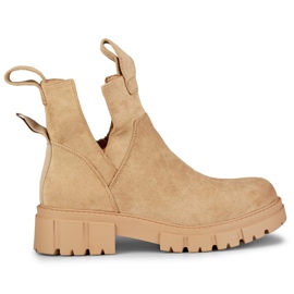 Stivali con plateau beige da donna