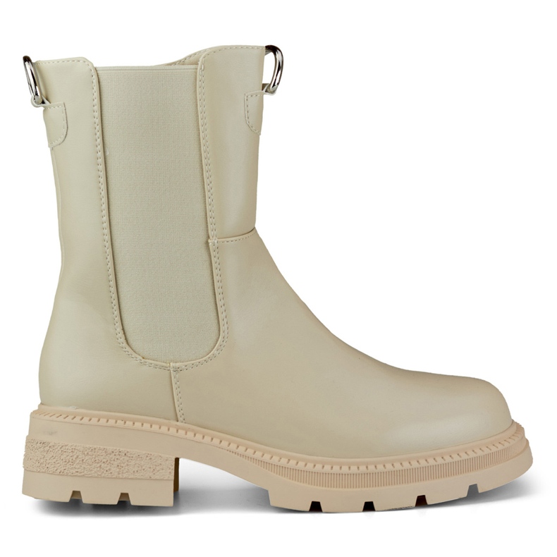 Classici stivali da donna beige sulla piattaforma
