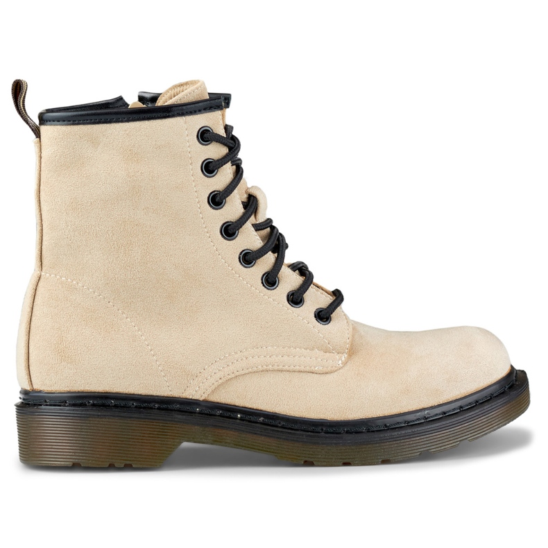 Stivali da lavoro legati in camoscio beige da donna