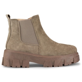 Stivali marroni da donna con suola spessa beige