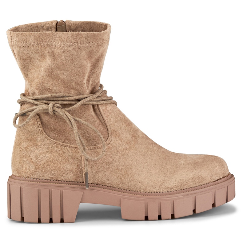 Stivali da donna beige scuro con tomaia elastica