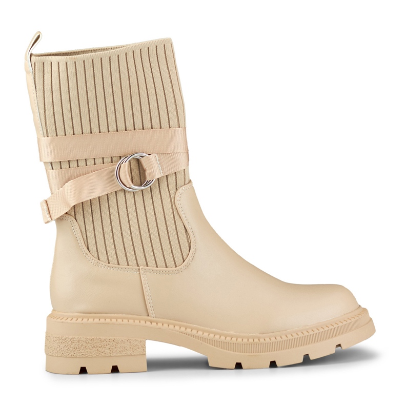 Stivali beige chiaro con tomaia elastica